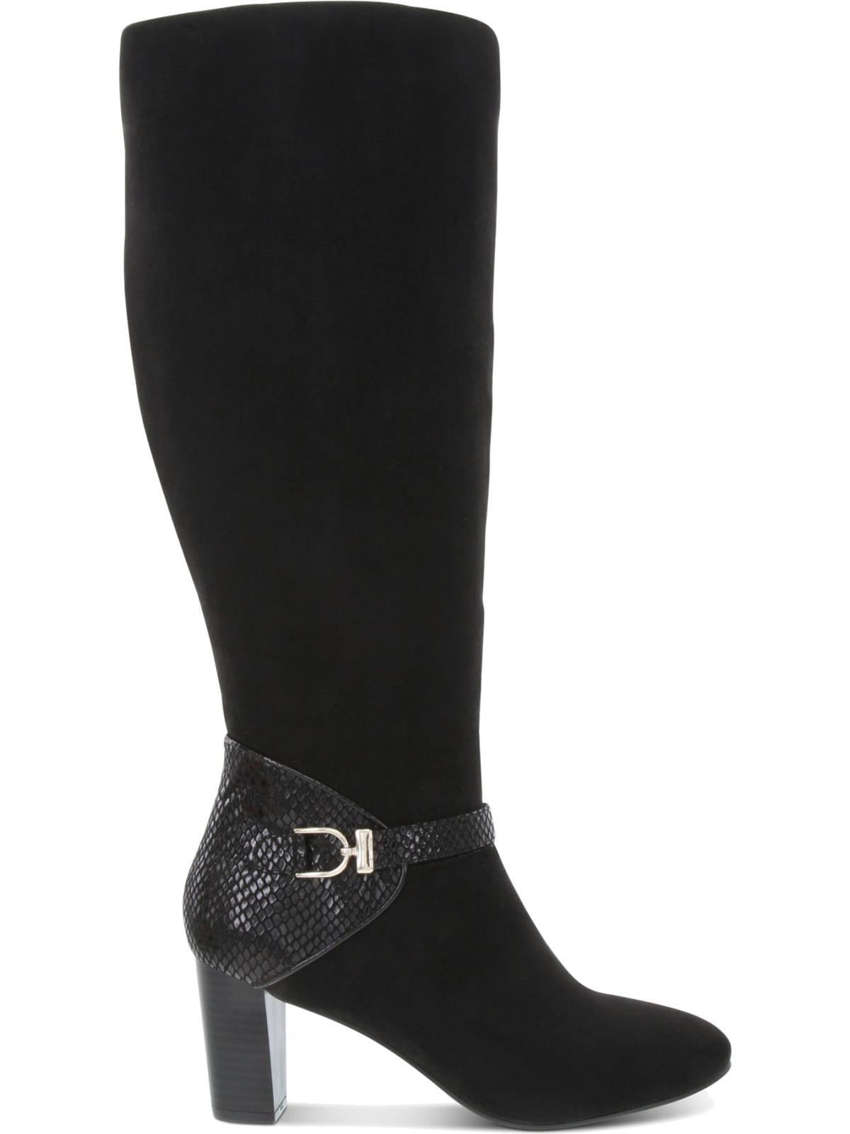 Karen Scott Botas de salto alto Sharonn de camurça sintética femininas, pretas, tamanho 7,5 M