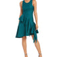 Vestido assimétrico com babados e corte A feminino Natori, azul, tamanho 4
