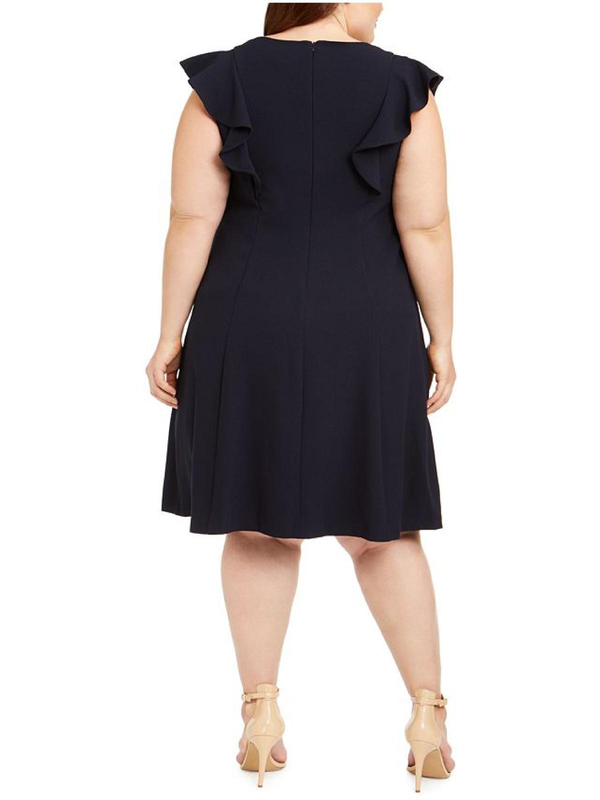 Vestido longo com babados Jessica Howard feminino, tamanho 16W, preto