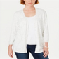 Karen Scott Cardigan Feminino com Canelado e Manga Longa, Branco, Tamanho Médio