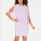 MSK Vestido curto feminino com fenda e decote canoa, manga curta, roxo, tamanho pequeno