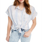 Blusa Planet Gold Junior com amarração frontal e brilho, tamanho médio, amarela