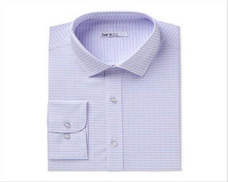 Camisa social masculina Bar III Easy Care com gola geométrica e ajuste clássico, elástica, rosa, tamanho P