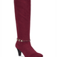Karen Scott Botas femininas Hollee Fabric Almond Toe até o joelho, tamanho 6,5 M, vermelhas