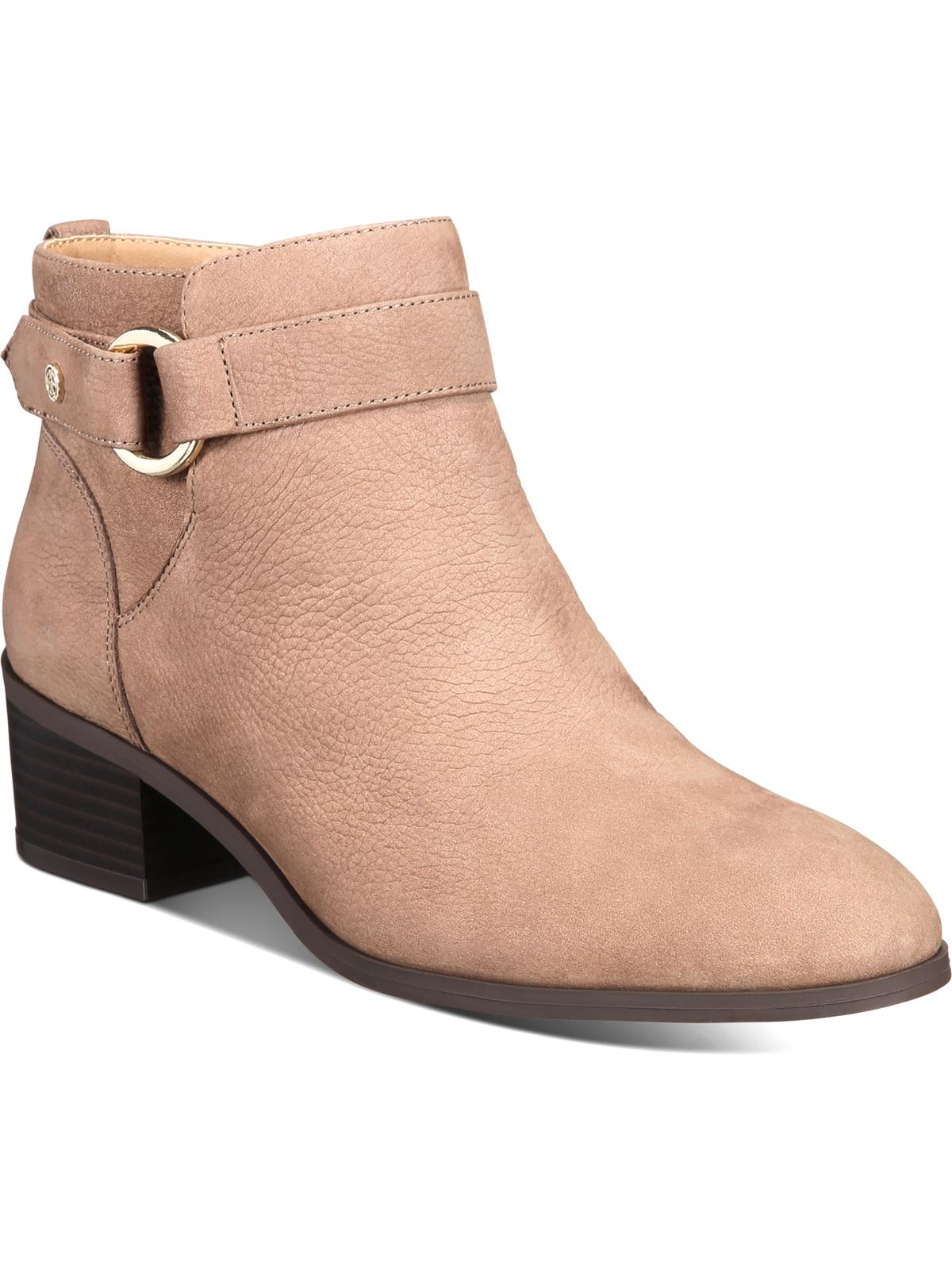 Botas femininas Giani Bernini de couro Putneyy com bico amendoado e cano curto, bege, tamanho 8,5 M