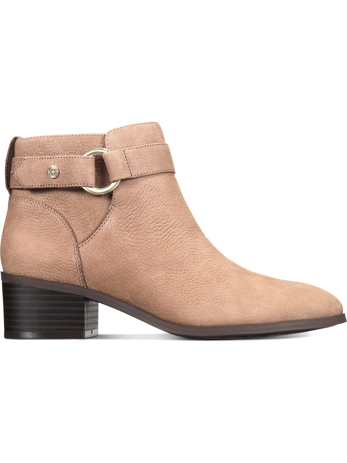 Botas femininas Giani Bernini de couro Putneyy com bico amendoado e cano curto, bege, tamanho 8,5 M