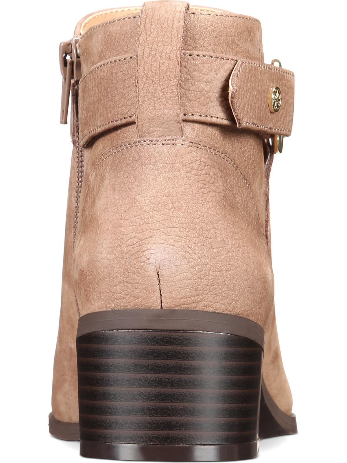 Botas femininas Giani Bernini de couro Putneyy com bico amendoado e cano curto, bege, tamanho 8,5 M