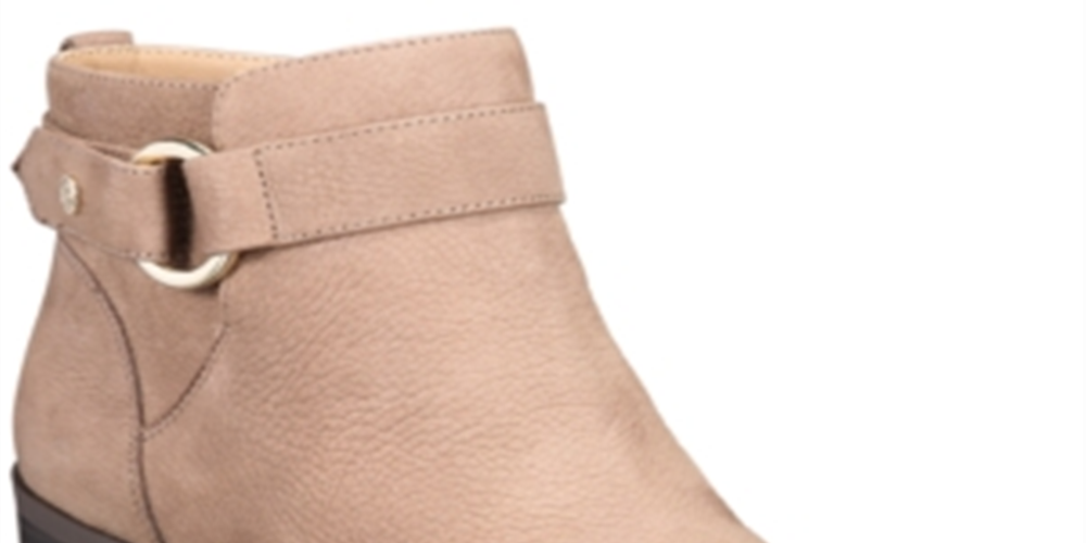 Botas femininas Giani Bernini de couro Putneyy com bico amendoado e cano curto, bege, tamanho 8,5 M