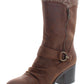 Botas femininas Bare Traps Wylla de couro com bico fechado e cano médio, marrom, tamanho 9,5