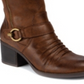 Botas femininas Bare Traps Wylla de couro com bico fechado e cano médio, marrom, tamanho 9,5