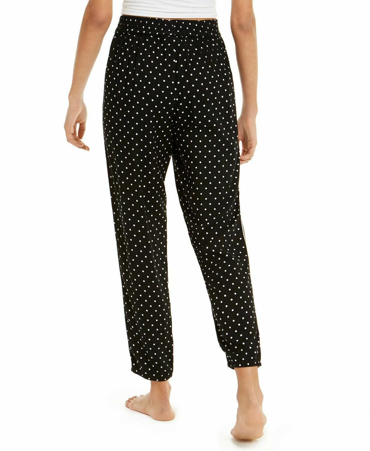 Calça de pijama feminina Jenni com listras metálicas, preta, tamanho G