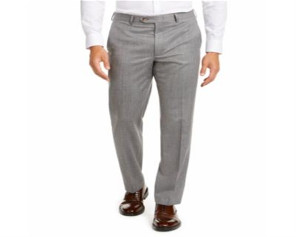 Calça social masculina Ralph Lauren de lã mesclada com ajuste clássico, cinza, tamanho 33x32