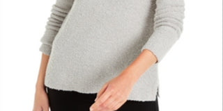 Suéter feminino Alfani com gola falsa e bouclé, cinza, tamanho X-S