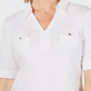 Karen Scott Blusa Feminina de Algodão com Gola Johnny Branca Tamanho M