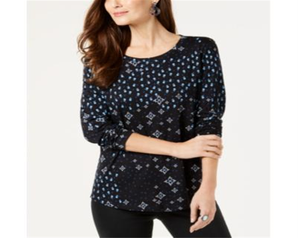 Blusa estampada feminina Style &amp; Co, azul, tamanho X-S