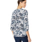 Blusa feminina NYDJ Pintuck em Bay Blues Garden Tamanho: XS