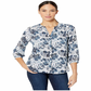 Blusa feminina NYDJ Pintuck em Bay Blues Garden Tamanho: XS