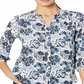 Blusa feminina NYDJ Pintuck em Bay Blues Garden Tamanho: XS