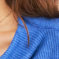 Blusa feminina de manga comprida mesclada e gola redonda, azul, tamanho pequeno