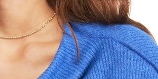 Blusa feminina de manga comprida mesclada e gola redonda, azul, tamanho pequeno