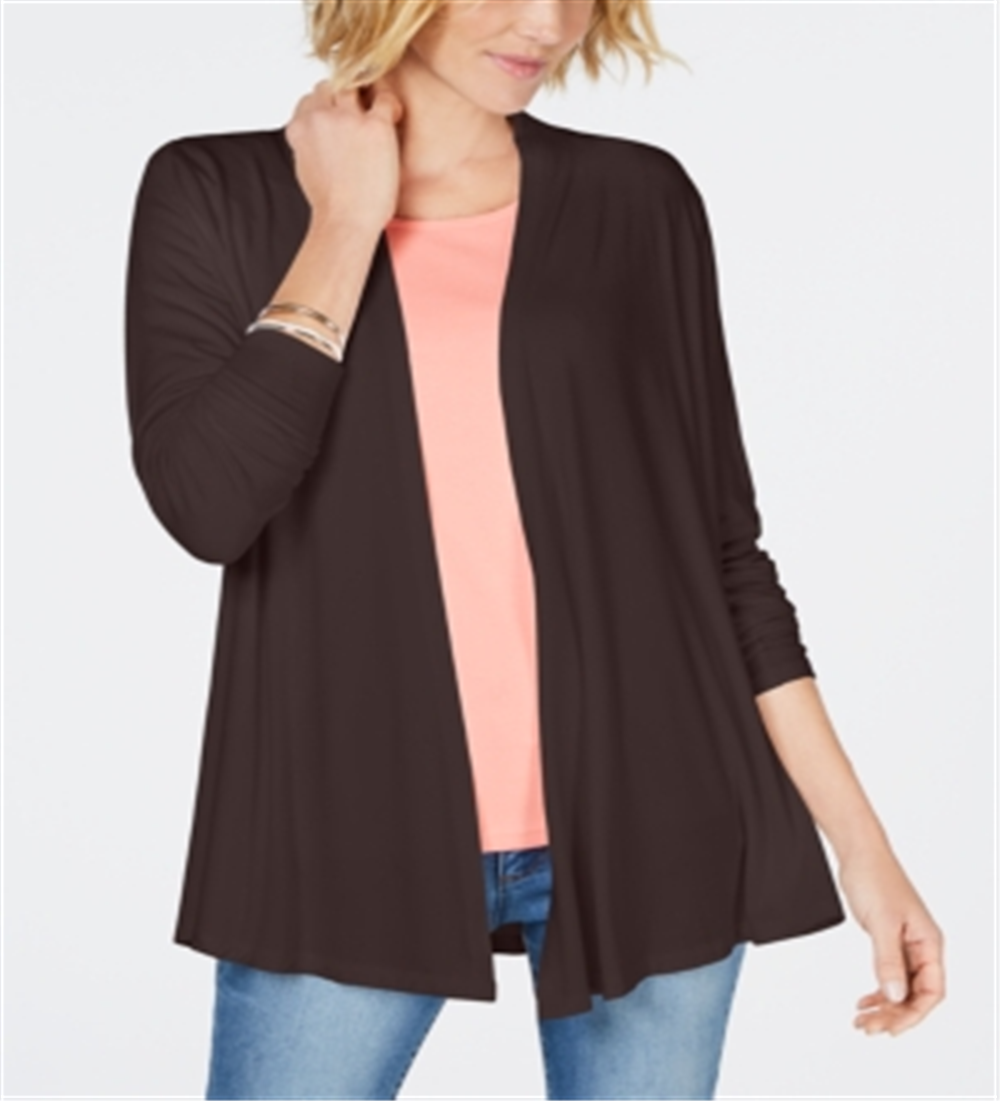 Karen Scott Cardigan Feminino Frente Aberta Marrom Tamanho Pequeno Médio