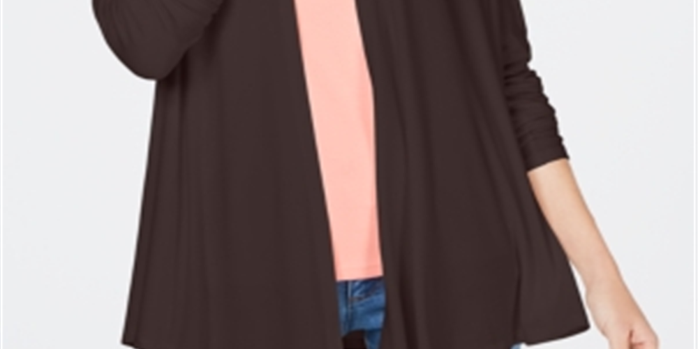 Karen Scott Cardigan Feminino Frente Aberta Marrom Tamanho Pequeno Médio