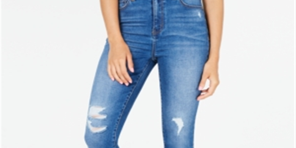Calça jeans skinny feminina Curvy High Rise Destructed, azul, tamanho 3, da Celebrity Pink