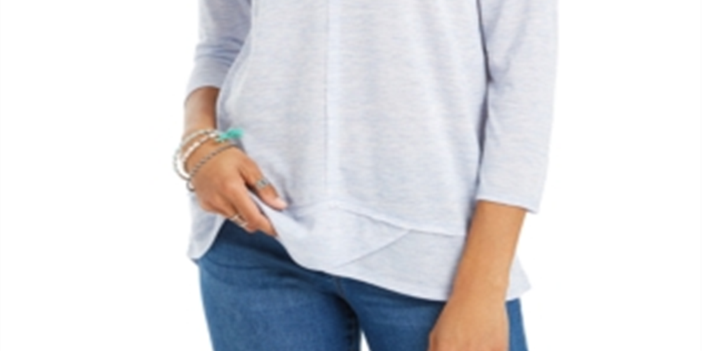 Blusa feminina com decote em V, roxa, tamanho pequeno, estilo &amp; co