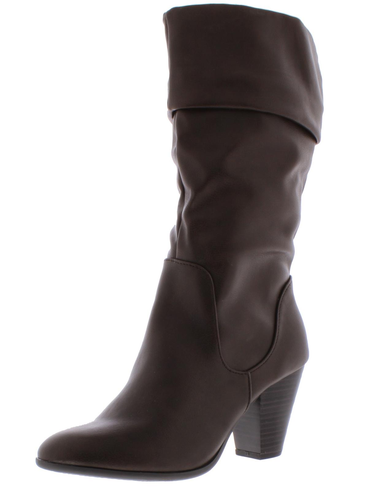 Botas femininas Esprit Oliana com bico fechado e cano médio, marrom escuro, tamanho 8,5