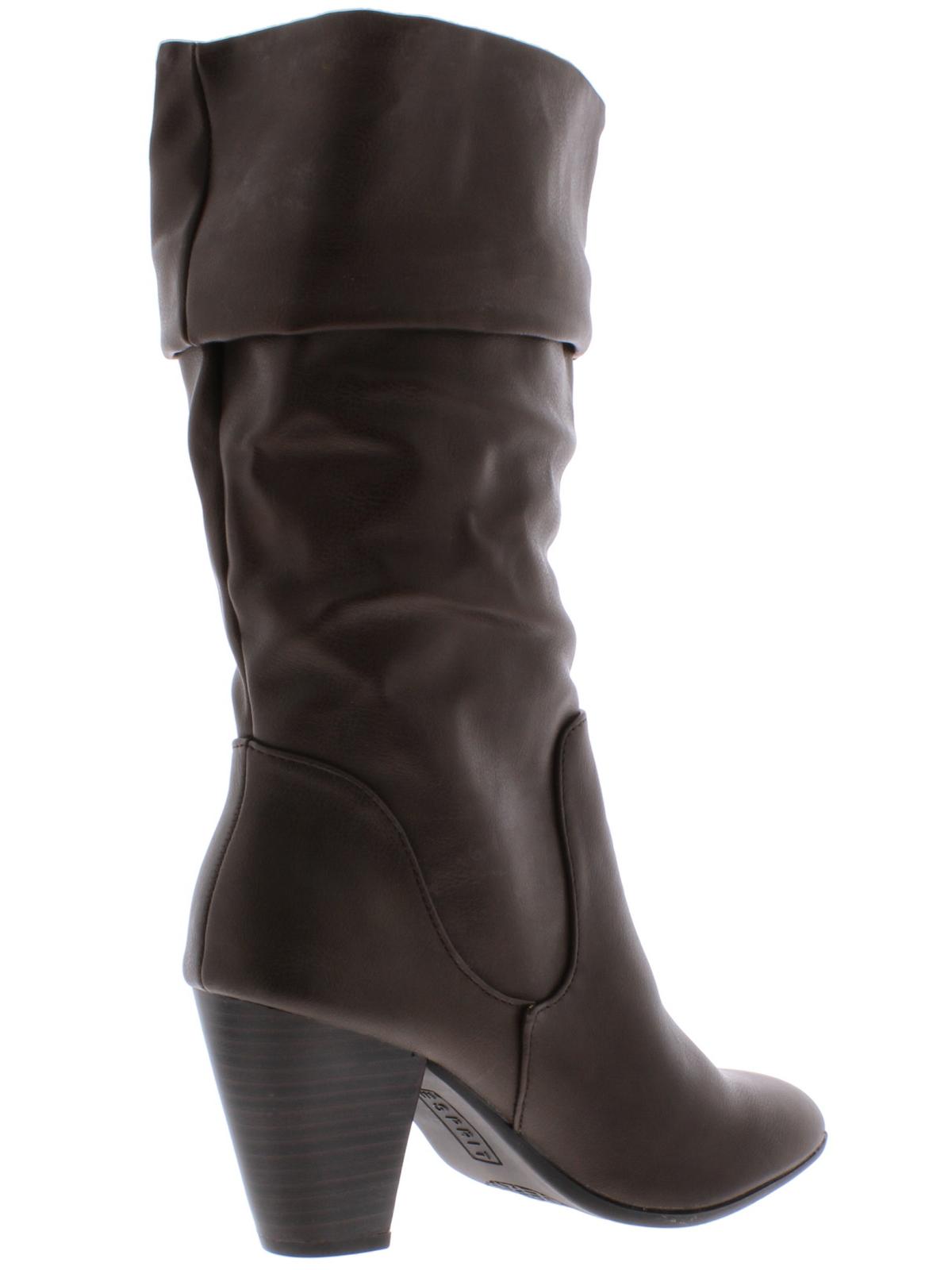 Botas femininas Esprit Oliana com bico fechado e cano médio, marrom escuro, tamanho 8,5
