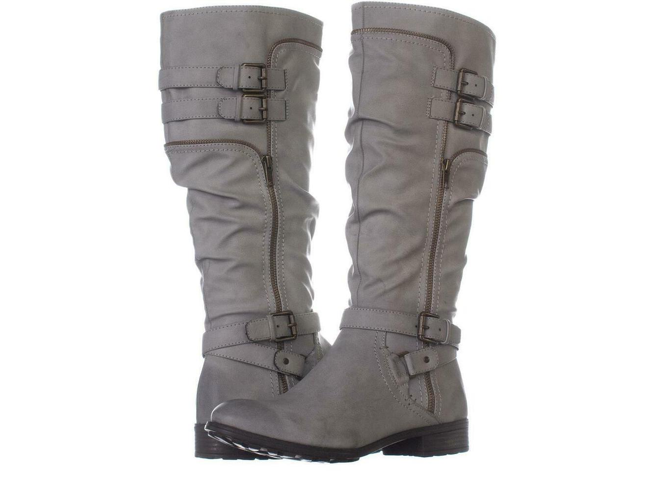 Botas de combate femininas White Mountain Remi, bico redondo, cano alto, cinza, tamanho 8,5 M