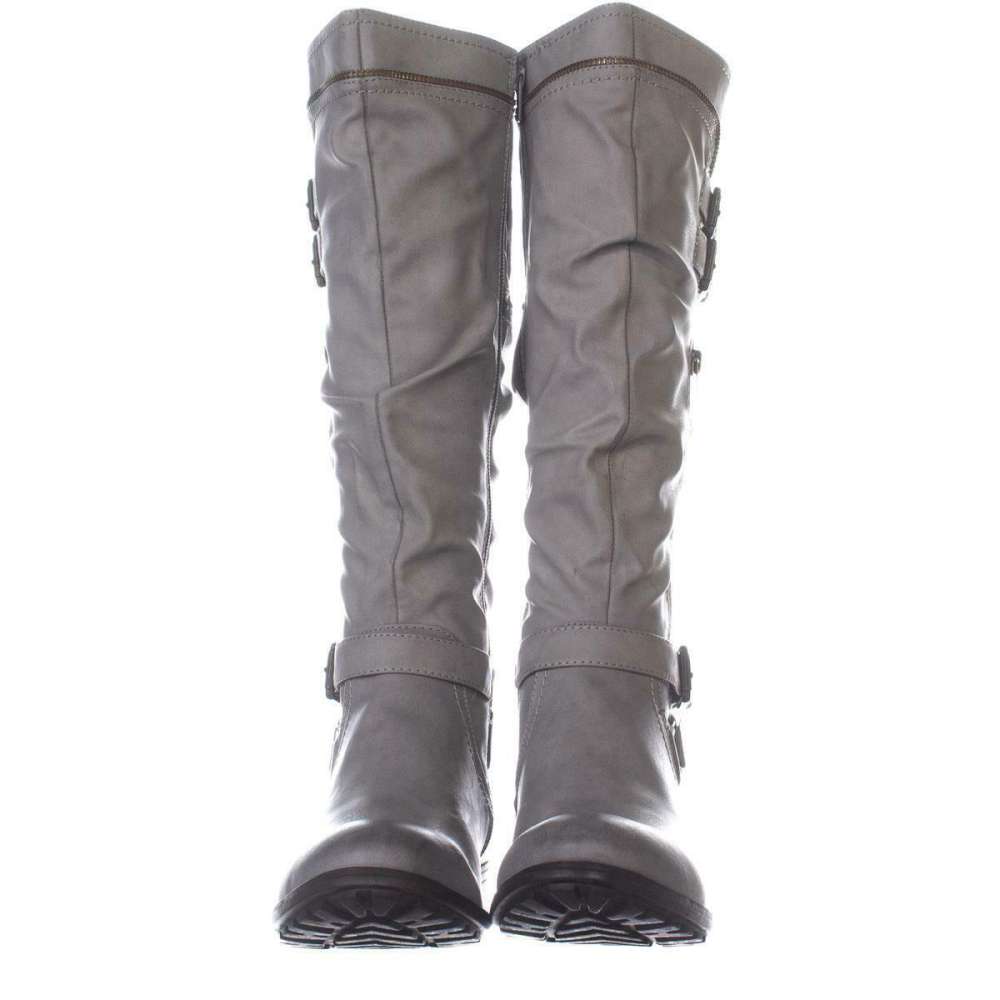 Botas de combate femininas White Mountain Remi, bico redondo, cano alto, cinza, tamanho 8,5 M