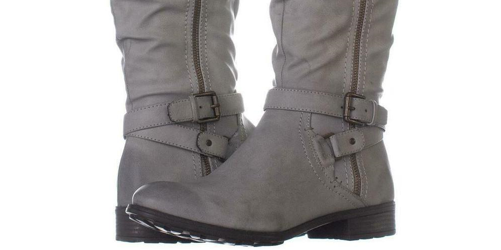 Botas de combate femininas White Mountain Remi, bico redondo, cano alto, cinza, tamanho 8,5 M