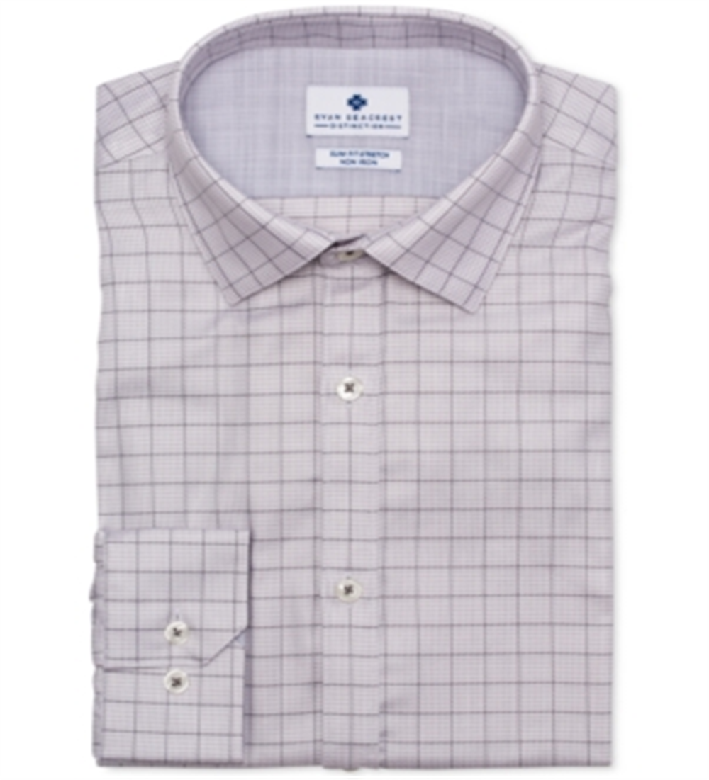 Camisa social masculina Ryan Seacrest Distinction Ultimate Active Stretch Dobby Check, branca, tamanho M