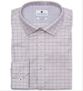 Camisa social masculina Ryan Seacrest Distinction Ultimate Active Stretch Dobby Check, branca, tamanho M