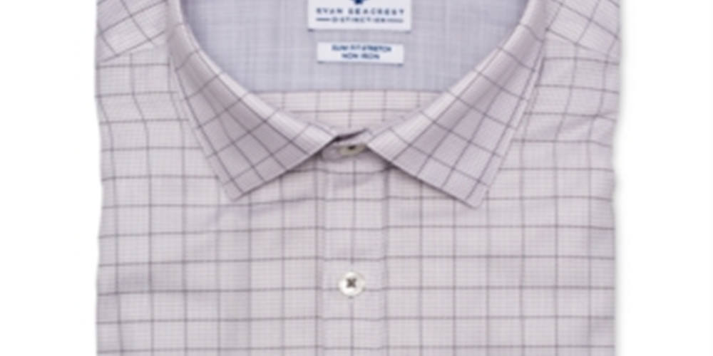 Camisa social masculina Ryan Seacrest Distinction Ultimate Active Stretch Dobby Check, branca, tamanho M