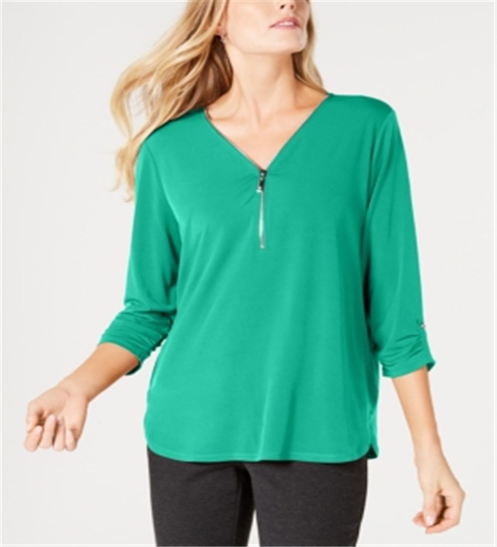 JM Collection Top Feminino com Zíper Verde Tamanho Pequeno P