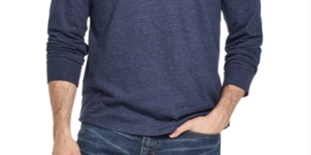 Suéter masculino vintage de manga comprida, gola redonda, ajuste clássico, azul, tamanho pequeno