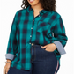 Camisa xadrez feminina Tommy Hilfiger Plus, verde, tamanho 2XL