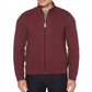 Camisa de manga comprida com zíper completo em malha canelada otomana Perry Ellis masculina, tamanho vinho extragrande