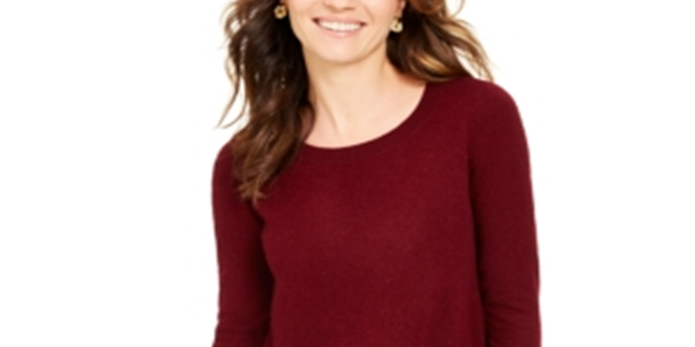 Suéter feminino de cashmere com gola redonda Charter Club, vermelho, tamanho grande
