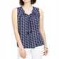 Top feminino estampado com cordão no pescoço, tamanho XX-G, azul, Charter Club