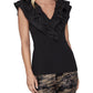 Bcbgmaxazria Top Peplum Ruffeld Feminino Preto Tamanho XXS
