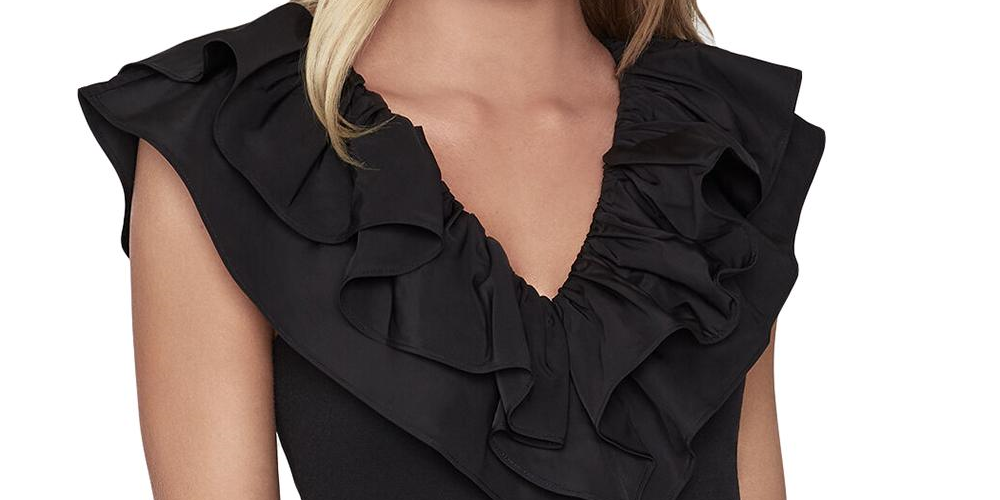 Bcbgmaxazria Top Peplum Ruffeld Feminino Preto Tamanho XXS