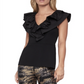 Bcbgmaxazria Top Peplum Ruffeld Feminino Preto Tamanho XXS