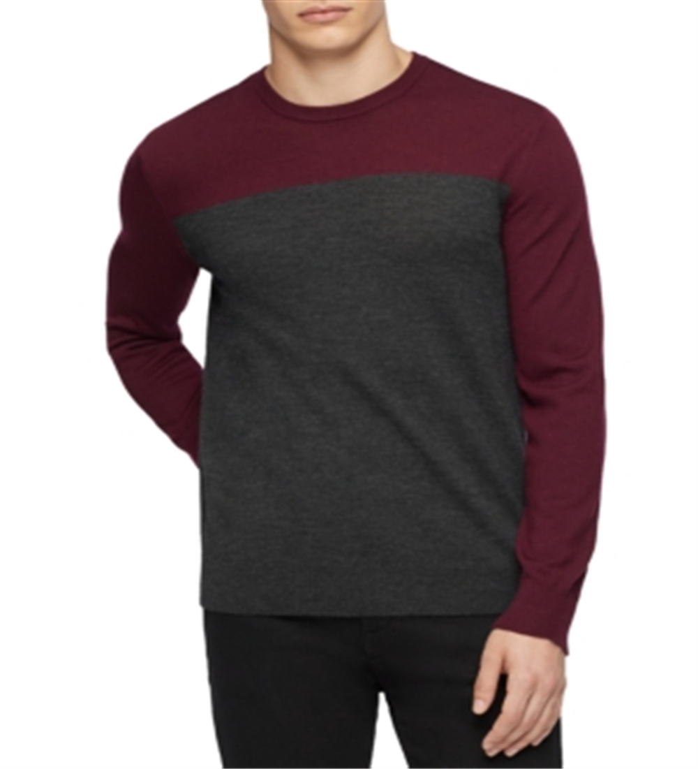 Suéter masculino Calvin Klein Merino Colorblock vermelho tamanho médio