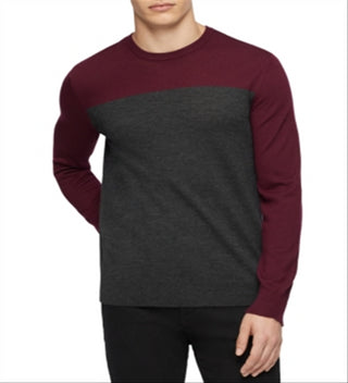 Suéter masculino Calvin Klein Merino Colorblock vermelho tamanho médio