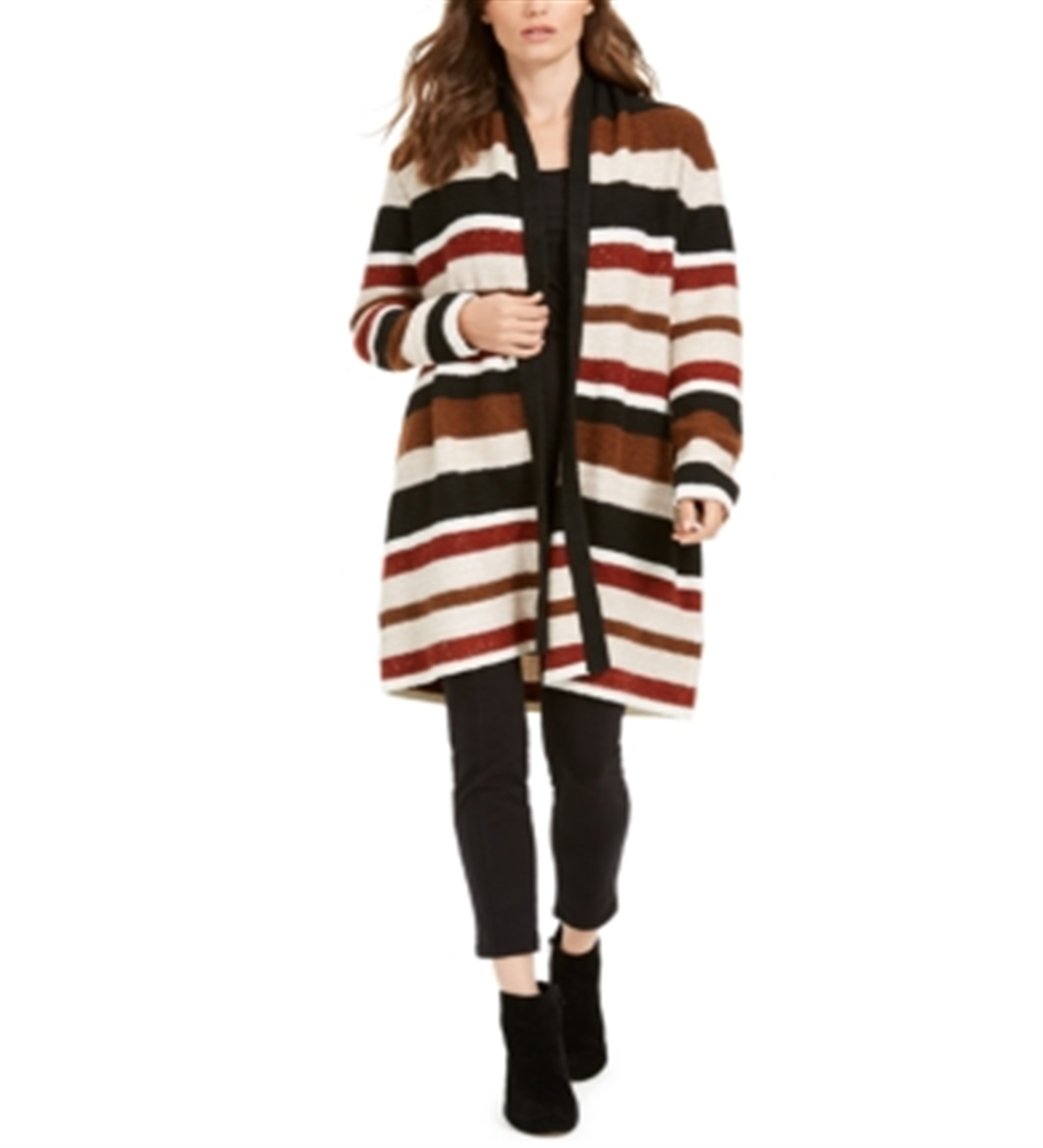 Cardigan feminino listrado com lantejoulas da INC International Concepts, marrom, tamanho pequeno GG