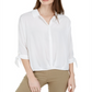 Blusa feminina Alfani com manga amarrada, branca, tamanho pequeno e pequeno