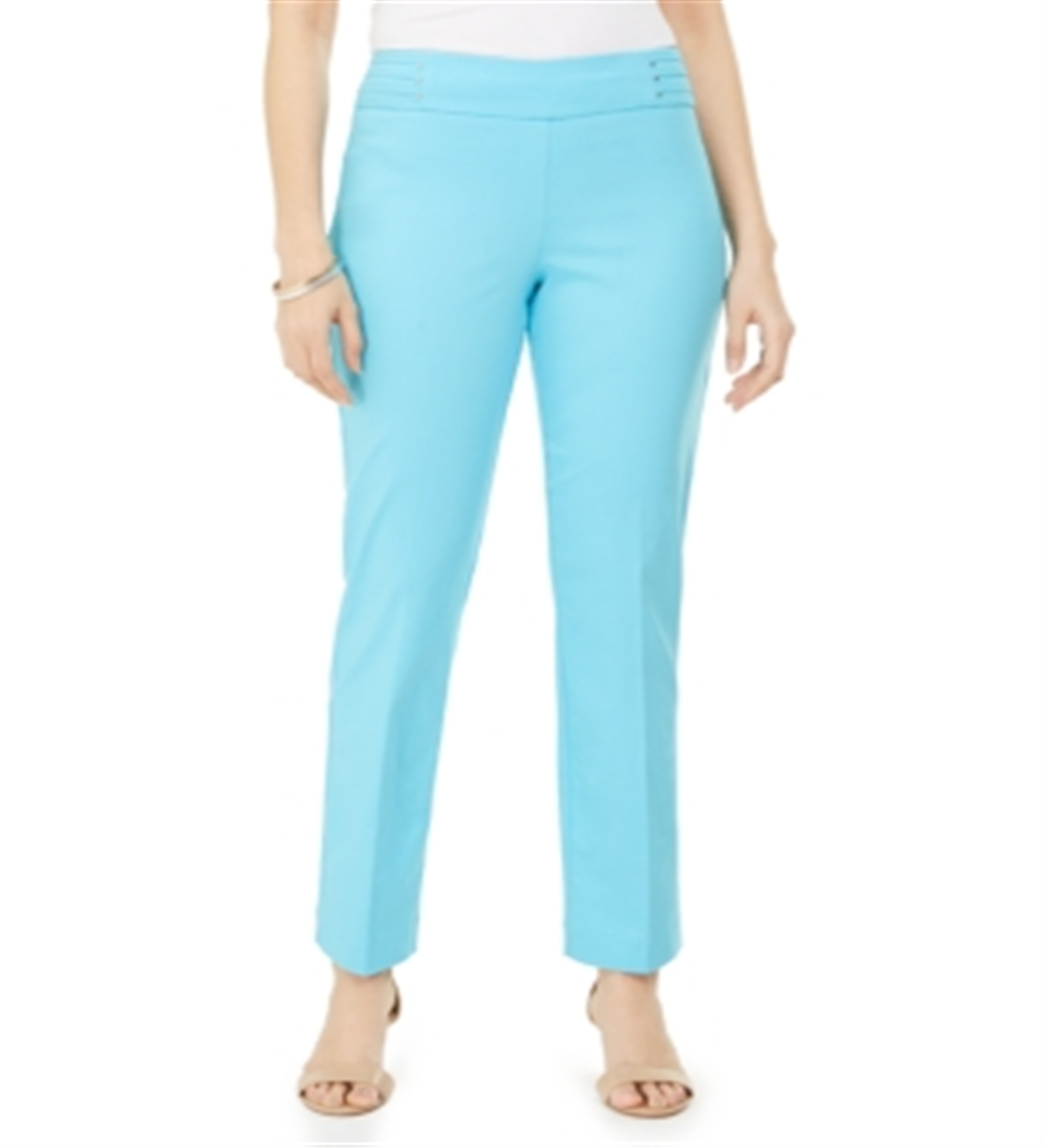 Calça feminina com controle de barriga e tachas JM Collection, azul, tamanho XX-G